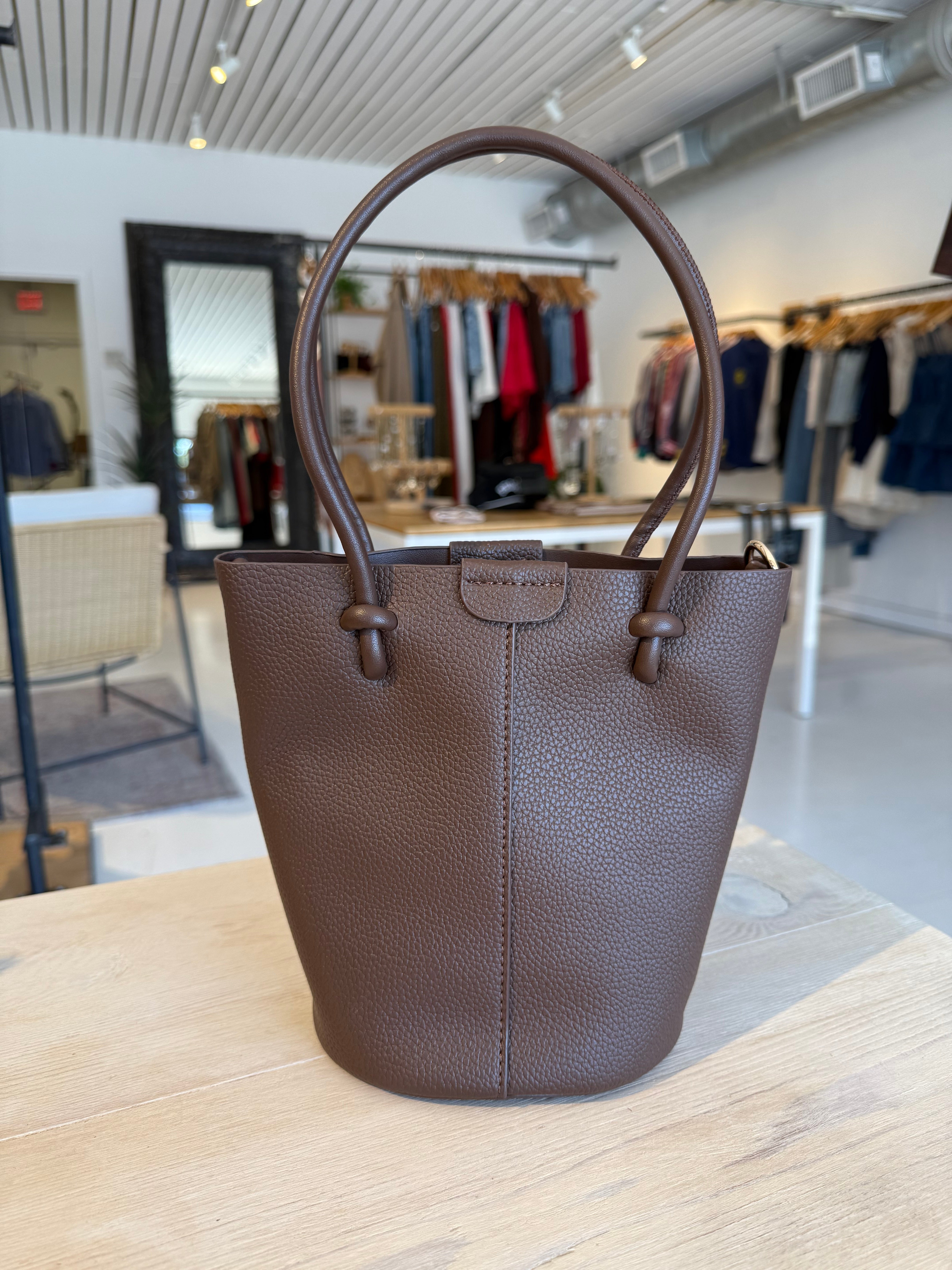 BROWN BUCKET BAG