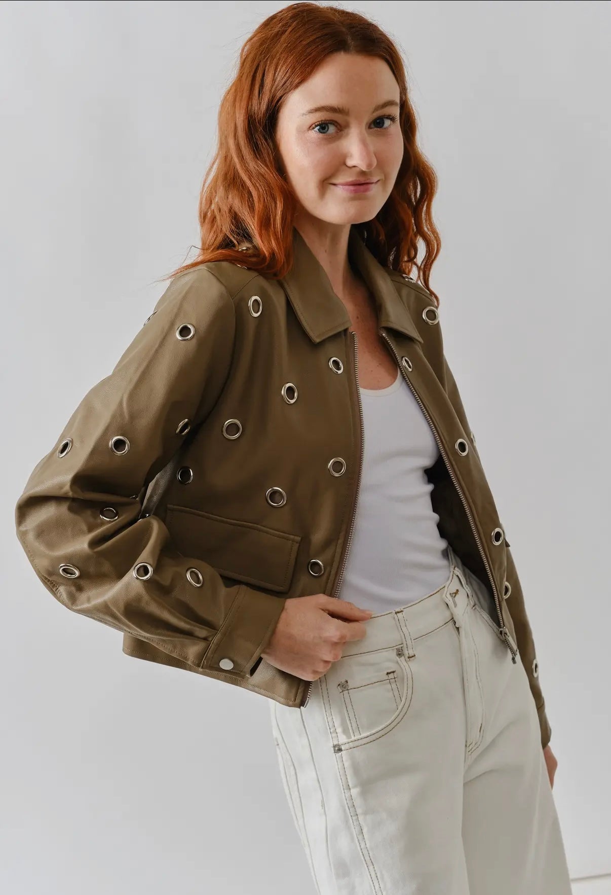 GROMMET LEATHER JACKET