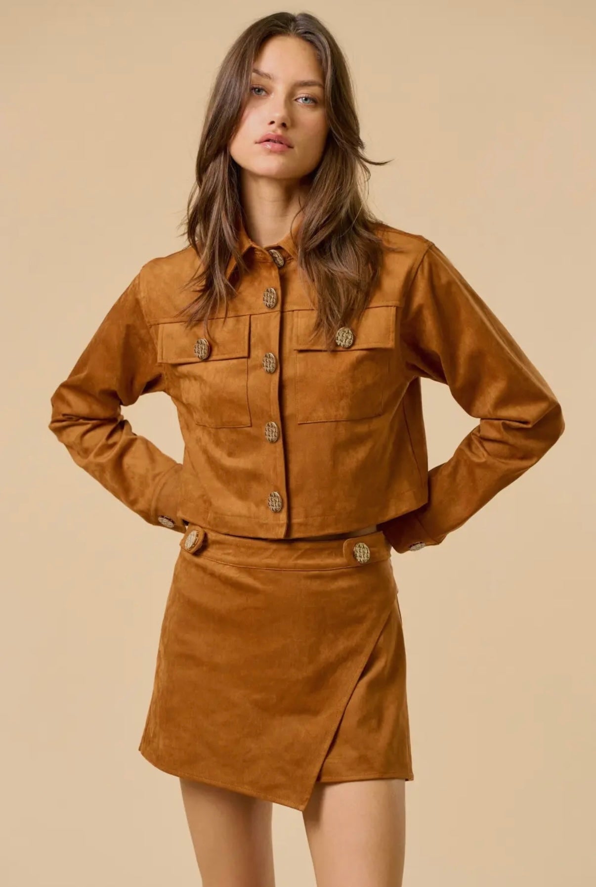 IMOGEN SUEDE BUTTON DOWN